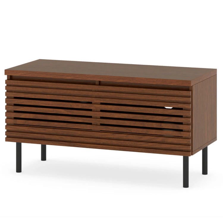 Hivvago Mid Century Fluted Tv Stand For 40" Tv With 2 Hidden Compartments And Metal Legs