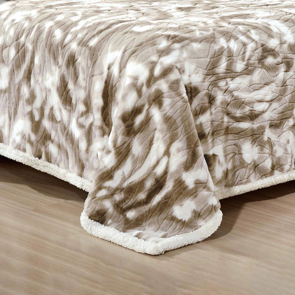Plazatex Alaska Sherpa Machine Washable Warm and Comfortable Blanket Queen Taupe