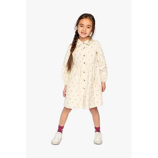 Deux par Deux Girls Floral Print Corduroy Shirt Dress