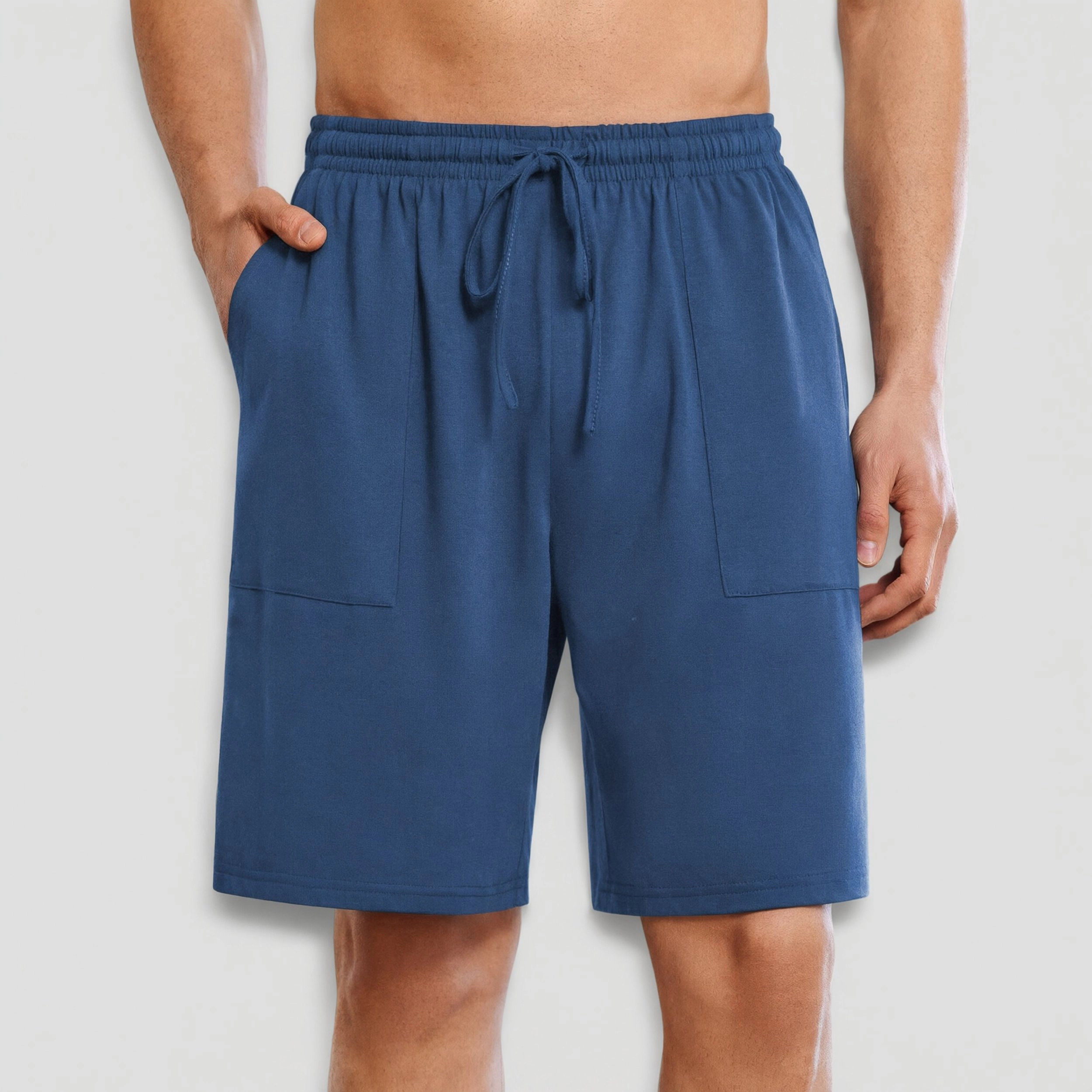 Ekouaer Men's Pajama Shorts Cotton Lounge Sleep Elastic Waist Sleepwear Pants with Pockets