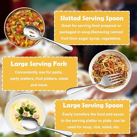 Stock Preferred Pack of 11 Stainless Steel Serving Utensil Set for Buffet and Parties