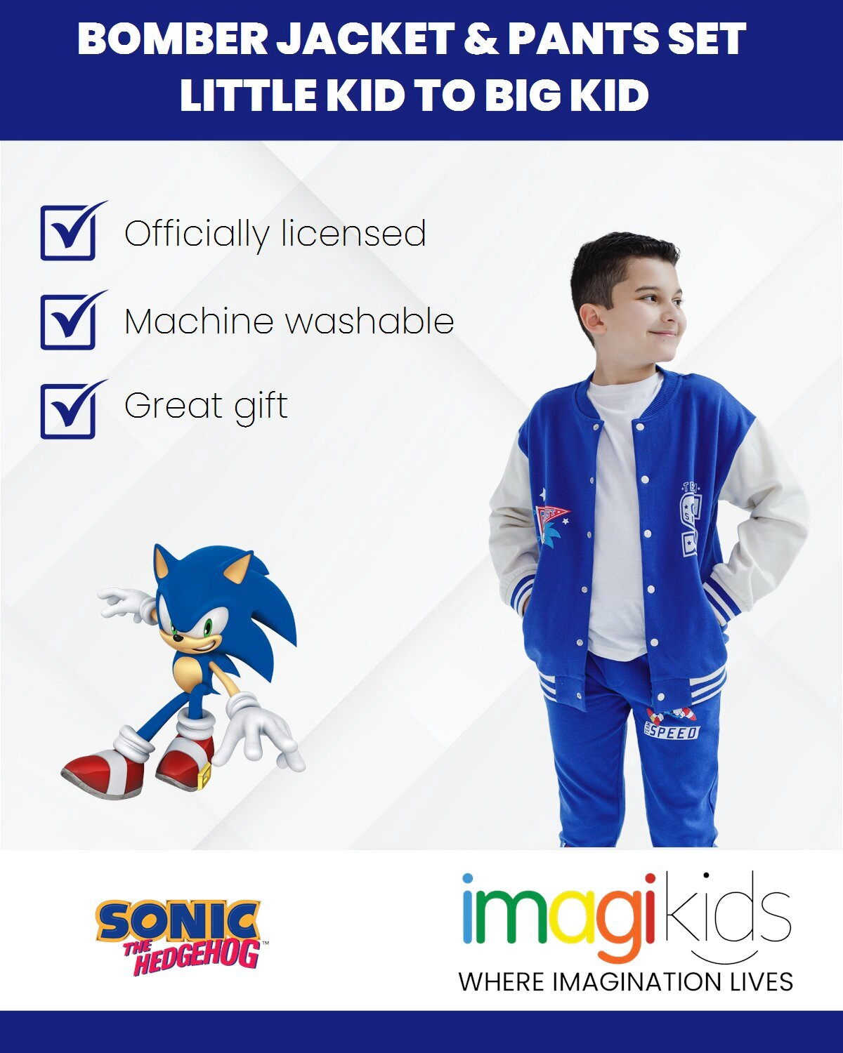 SEGA Sonic the Hedgehog Boys' Varsity Jacket and Joggers Set