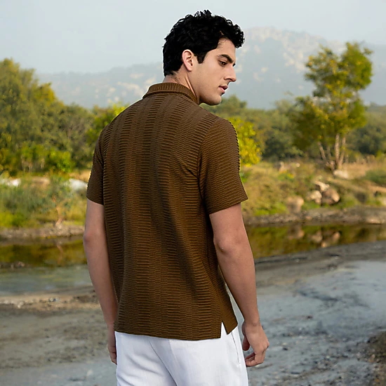 Flatten-Ruched Polo T-Shirt