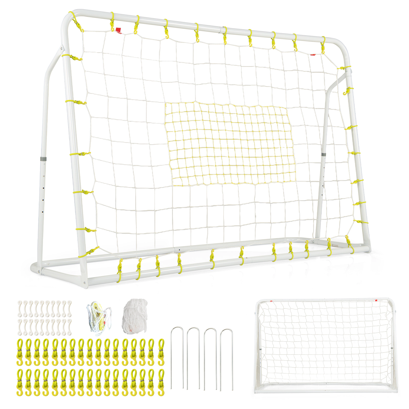 SUGIFT Kids White 2-in-1 Soccer Goal and Rebounder with 5 Adjustable Angles 6.1-ft W 2-ft D 4-ft H Ages 6+