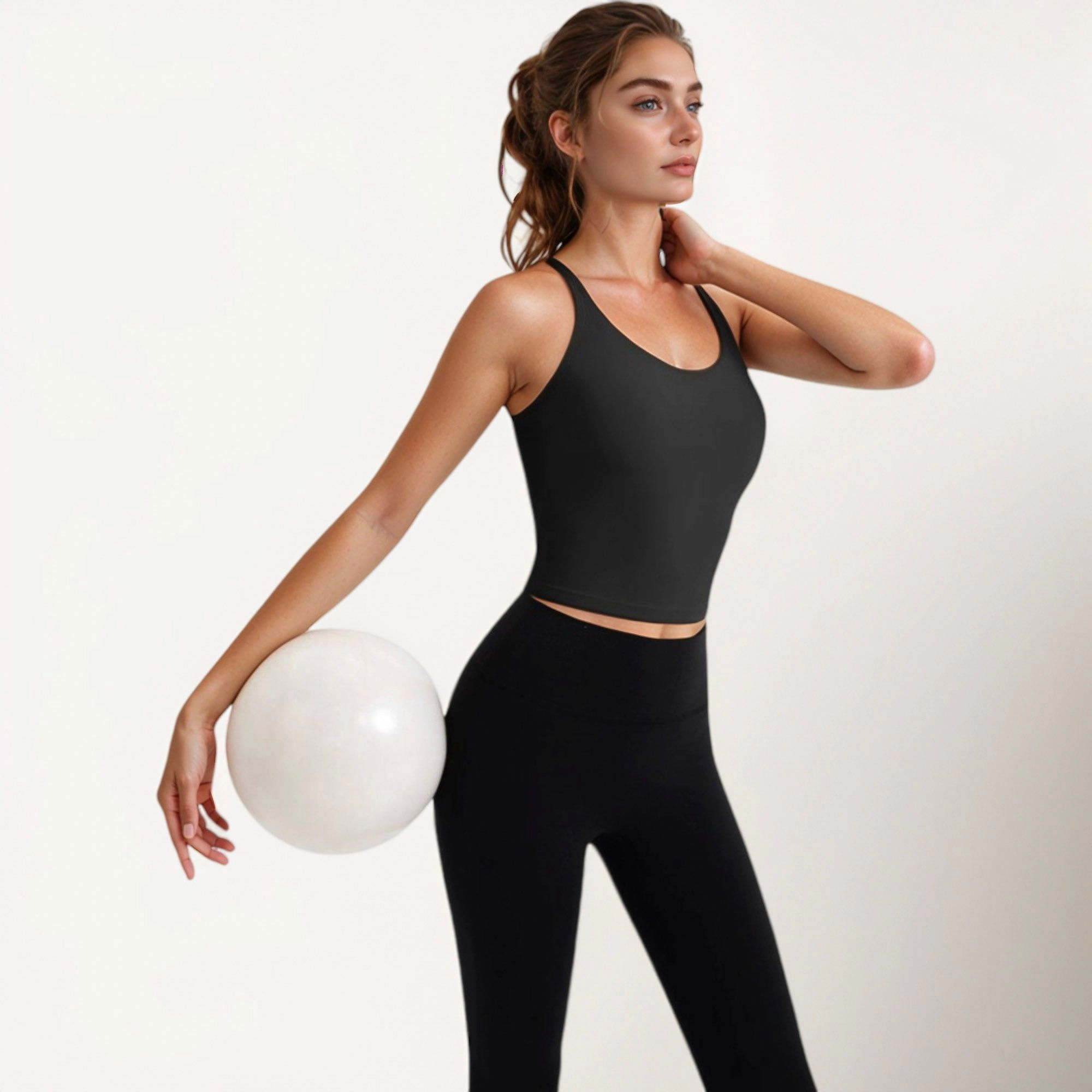 Anna-Kaci Women's V-Neck Cropped Tank Top with Spaghetti Straps and Built-In Bra for Yoga Everyday Comfort