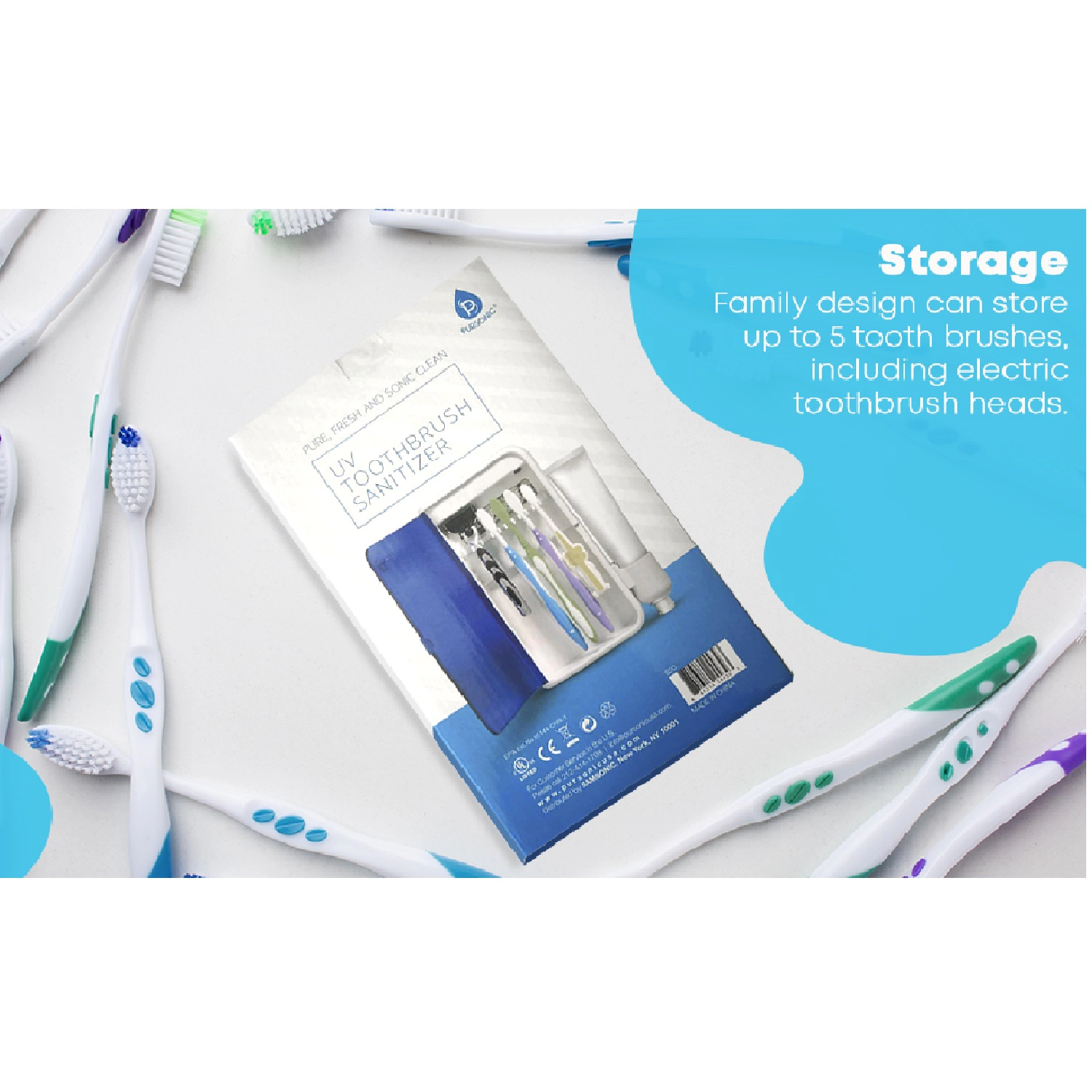 Pursonic Unisex UV Toothbrush Sanitizer – Wall Mountable Portable Toothbrush Sterilizer with Ozone Technology