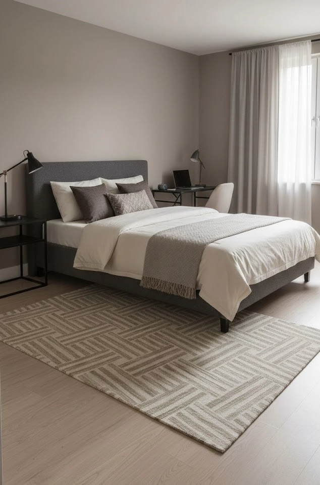 Magic Rugs Brown Geometric 5X8 Hand-Tufted Modern Rug