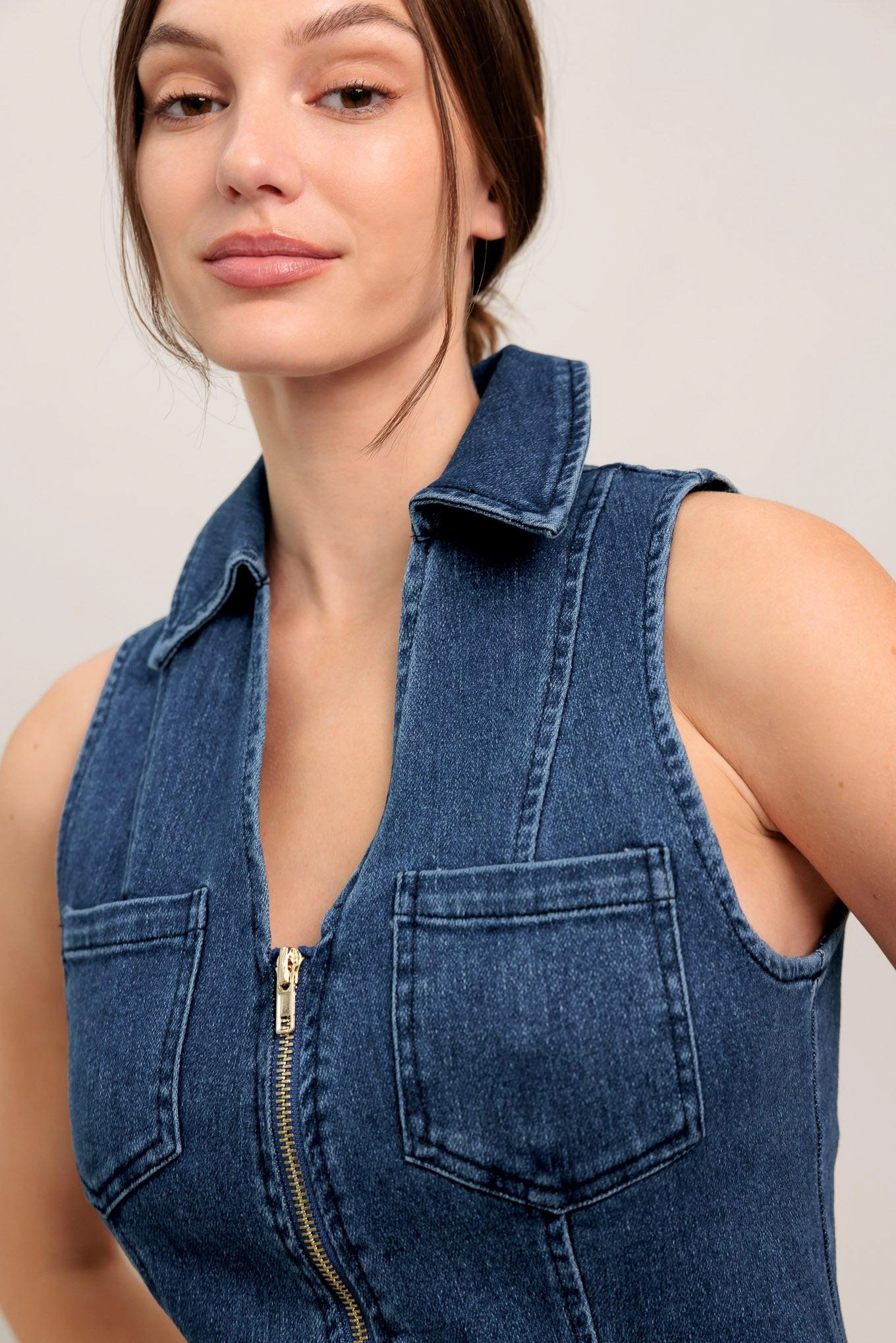 TRUEDAMES Women Everyday Edge Denim Midi Dress