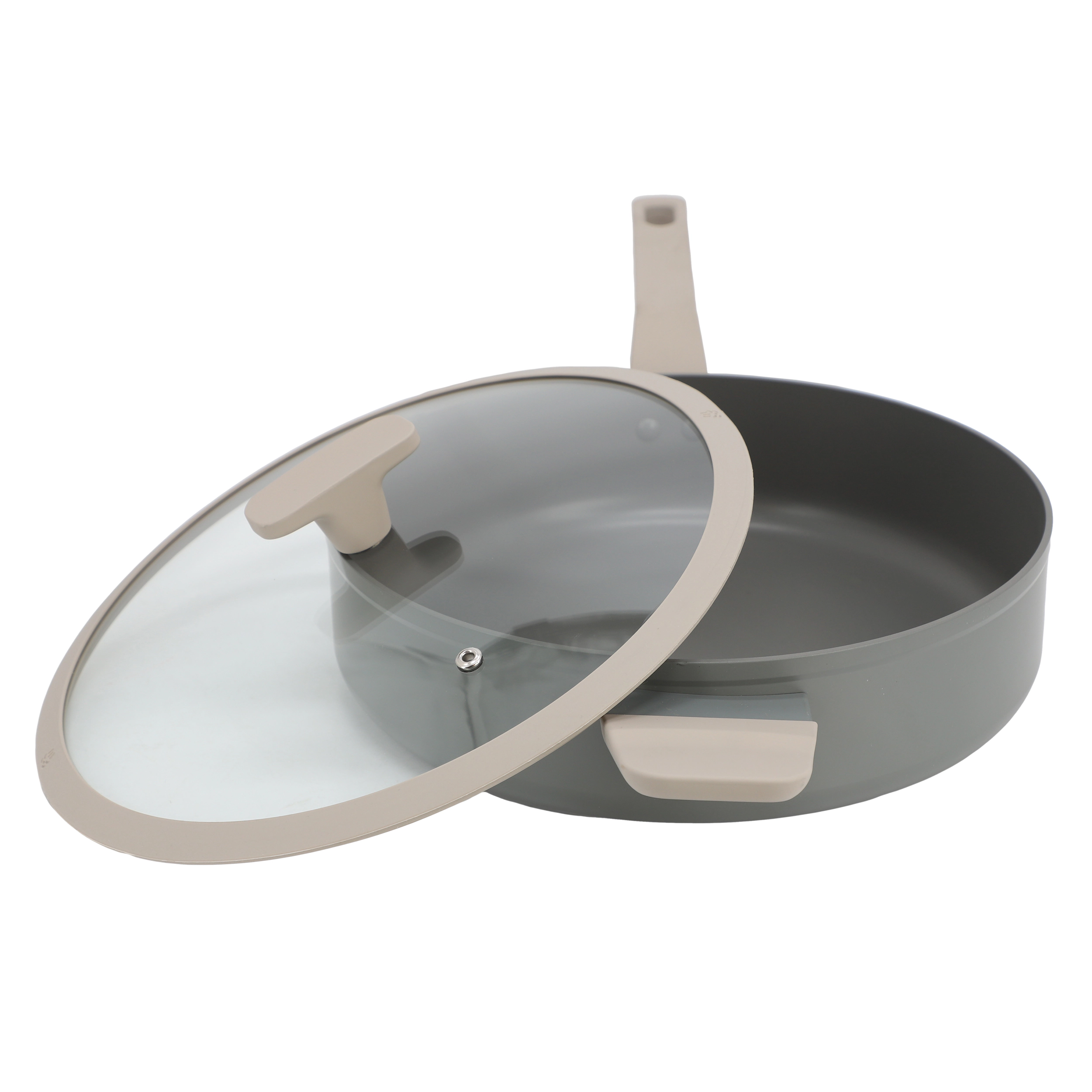 Oster Ambrose 4.5 Quart Nonstick Aluminum Saute Pan with Lid in Matte Grey