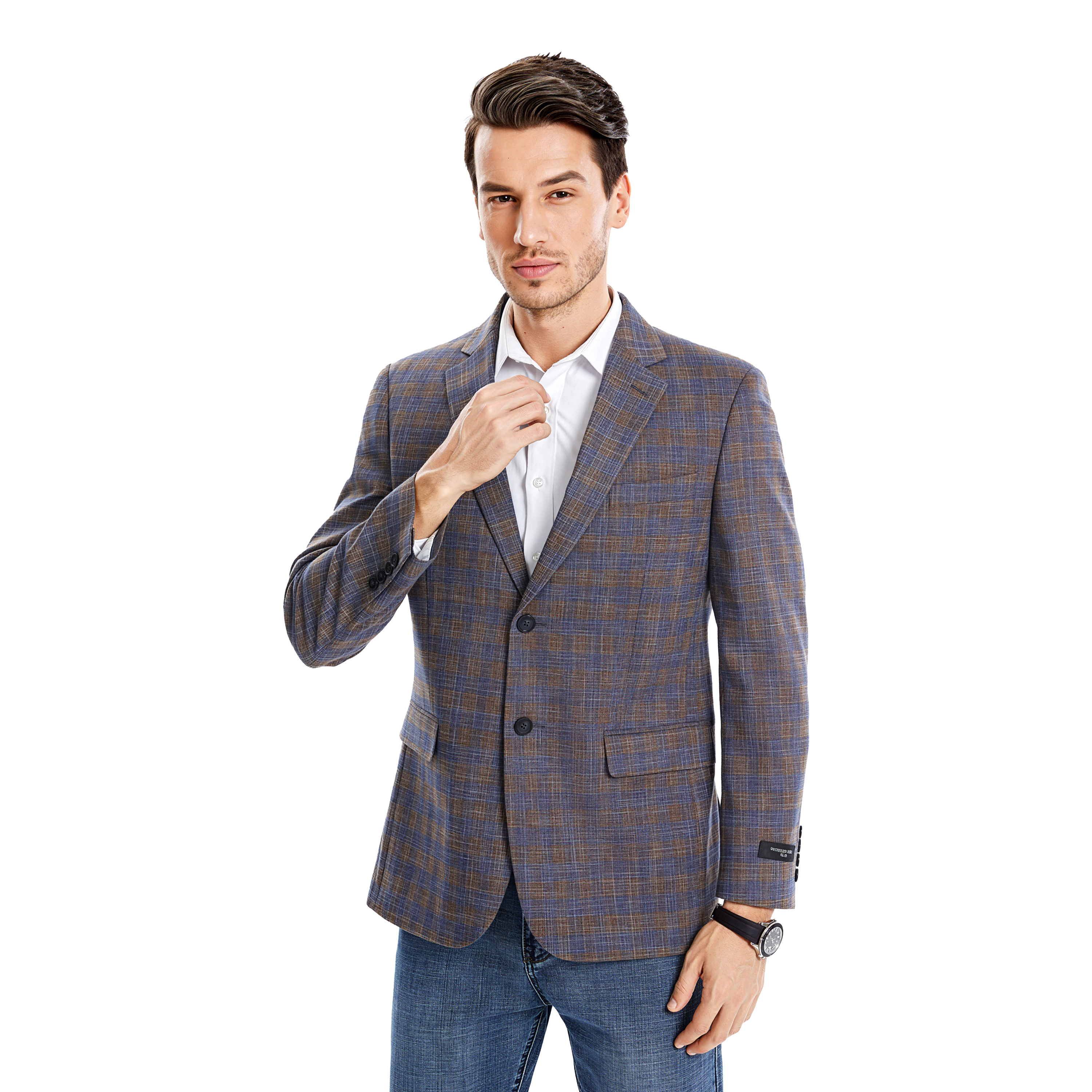 Tazzio Mens Slim Fit Plaid Sport Coat