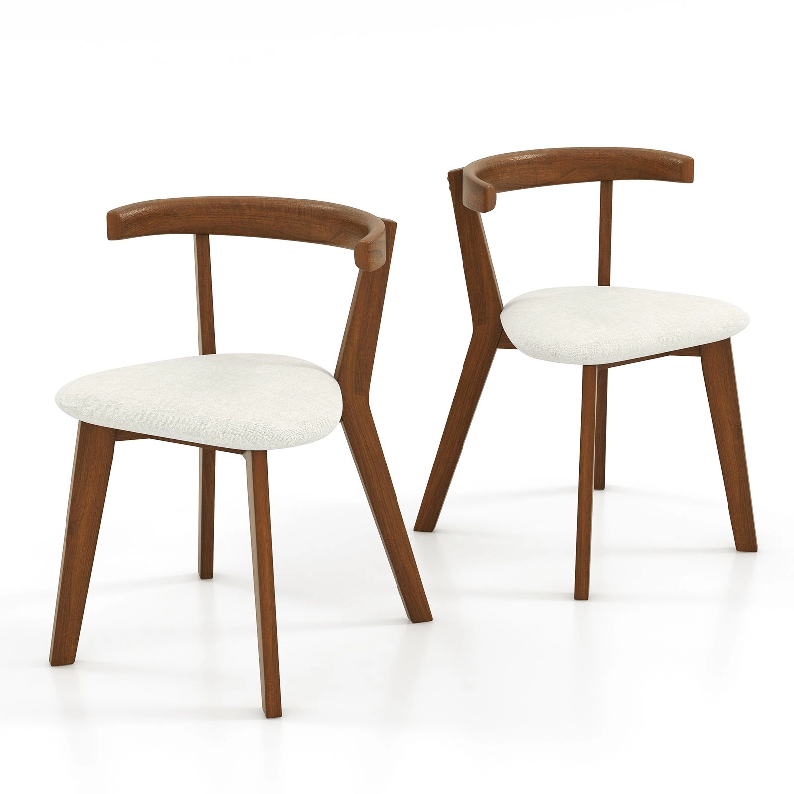 SlickBlue Wooden Dining Chairs Set of 2 with Curved Backrest