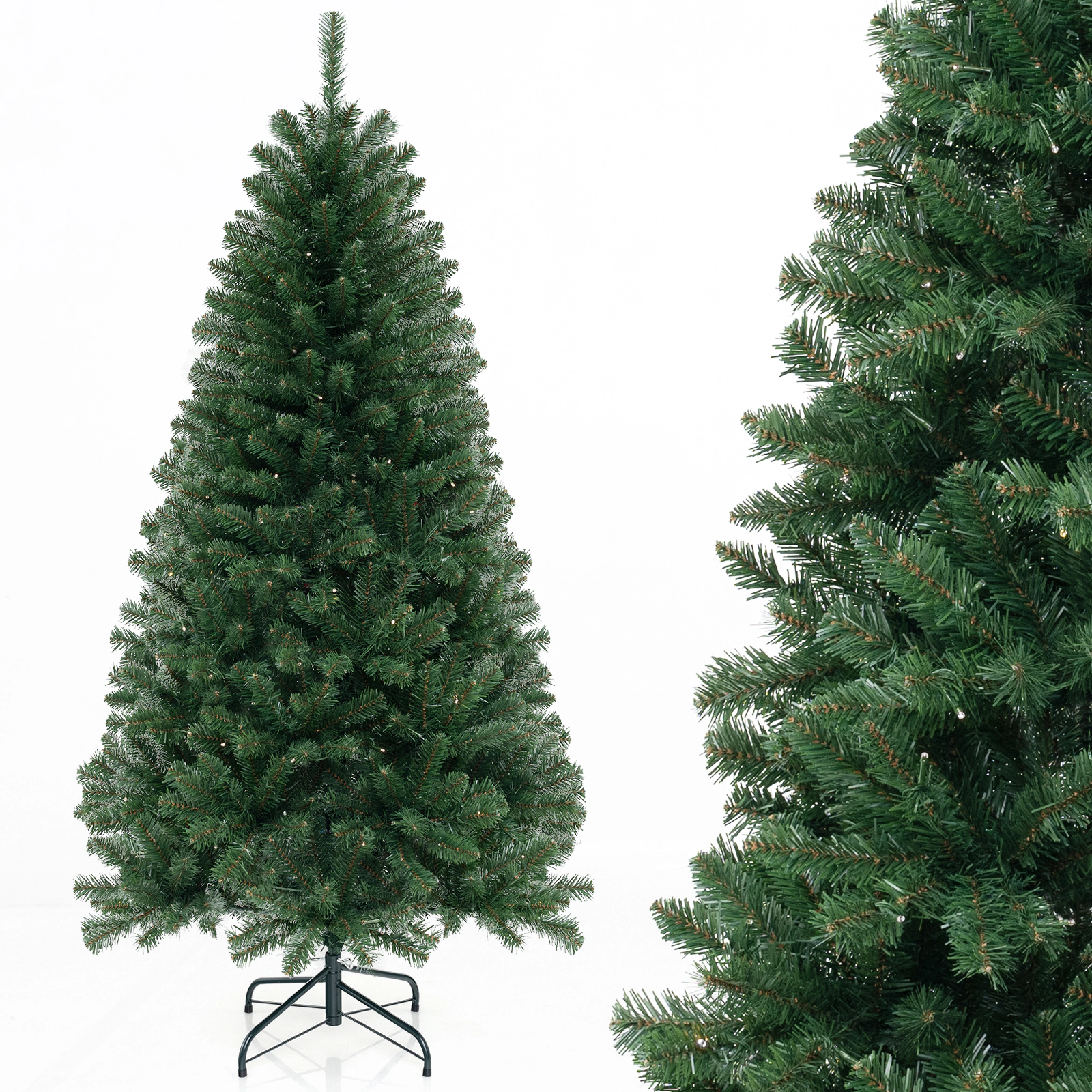 LJG 6/7/8 FT Artificial Christmas Tree with 568/830/1182 Branch Tips and 200/250/400 Warm White LED Lights-M