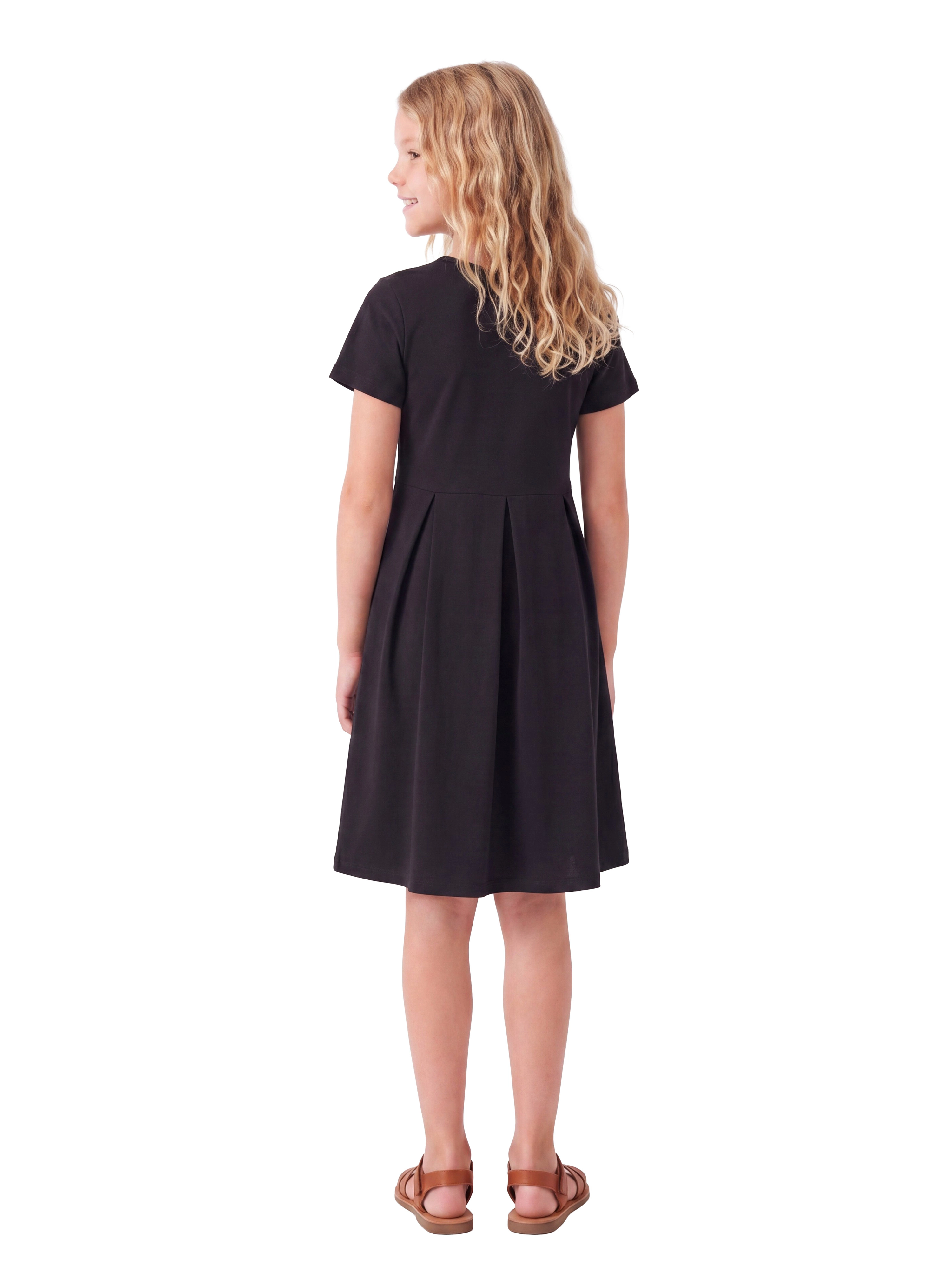 24sevenKid Essential Girls Short Sleeve Pleated Party Dress