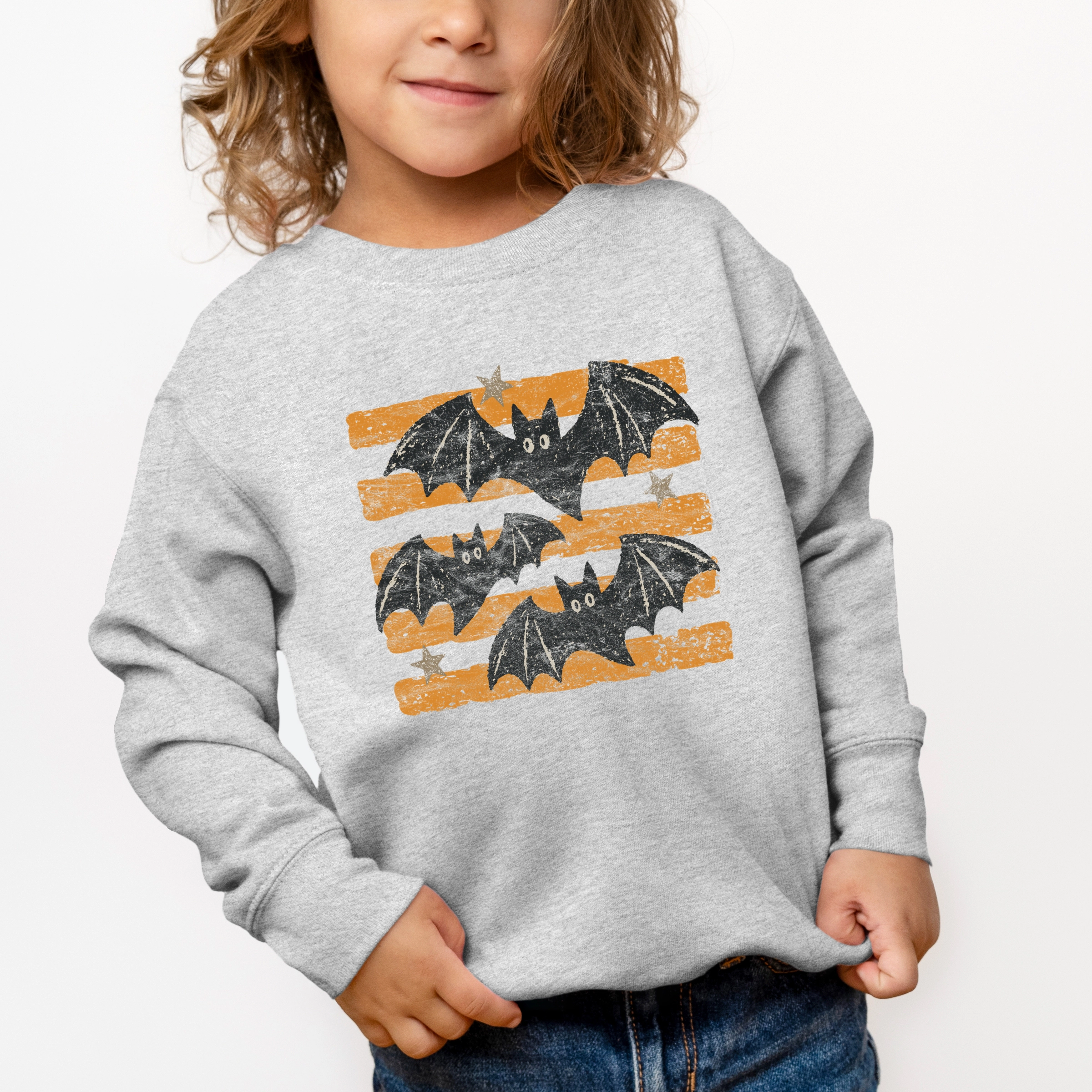 The Juniper Shop - Toddler Graphic Sweatshirt Bats Orange Stripes