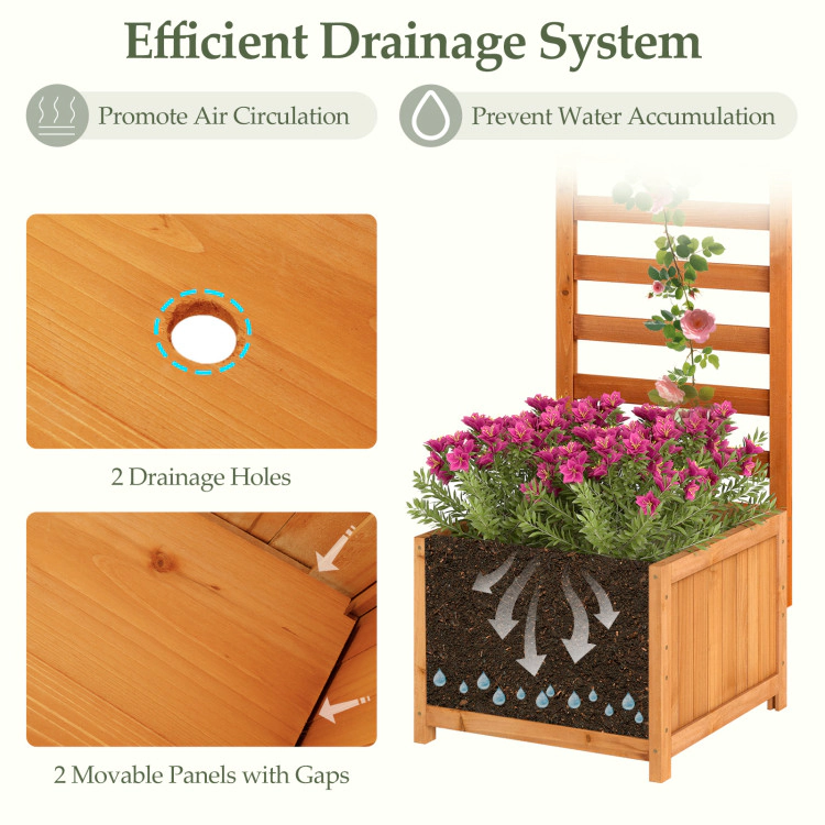 Hivvago 48 Inch Wood Raised Garden Bed with Trellis with Drainage Holes
