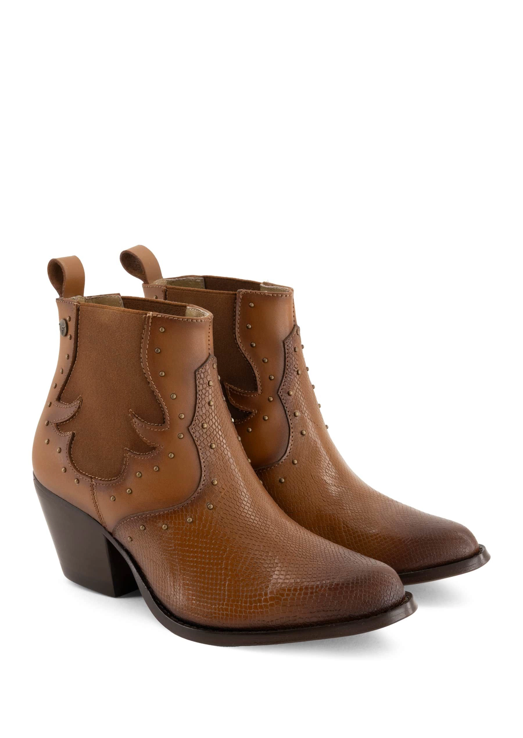 Forastero Womens Leather Boots - Pointed Toe, Block Heel