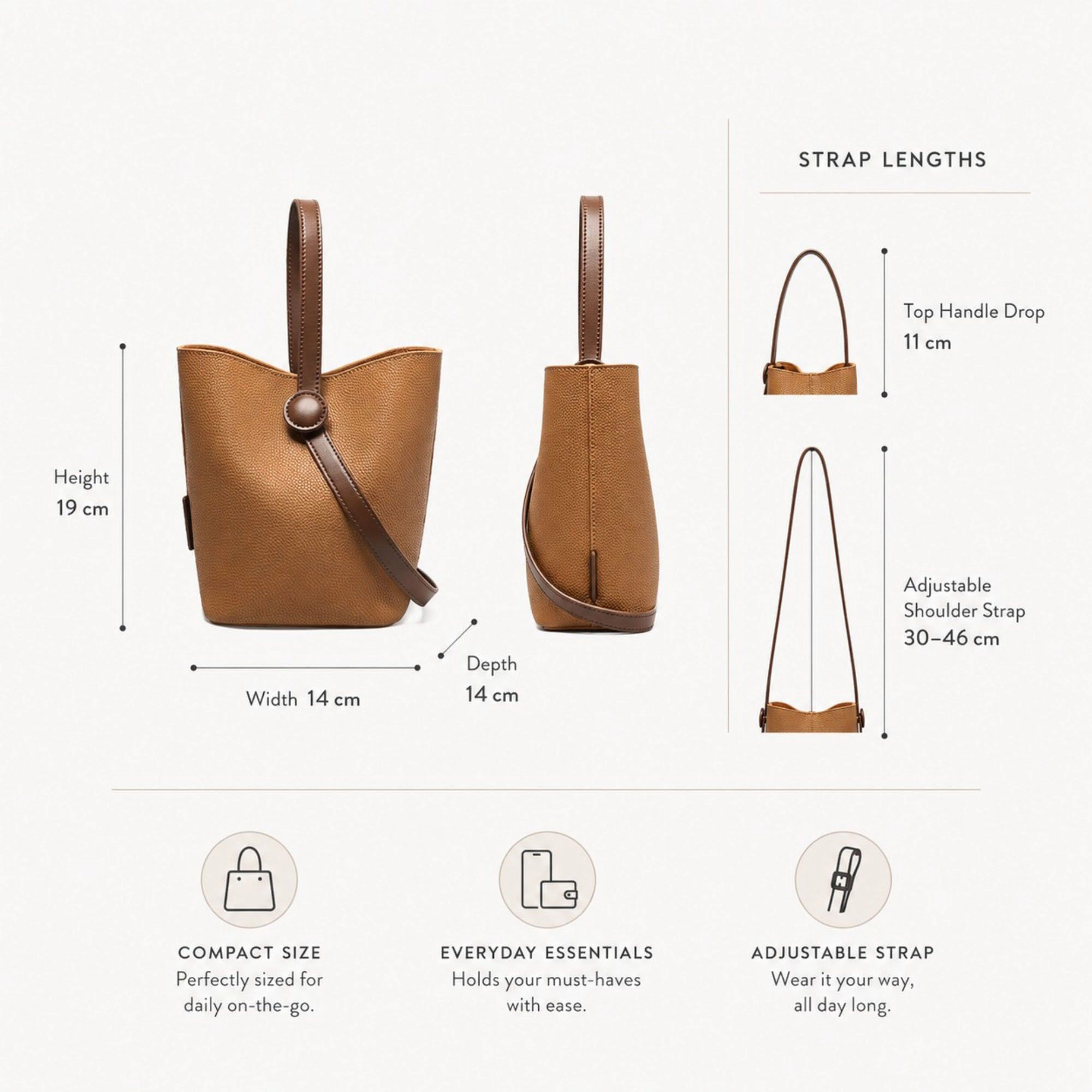 Alilang Women's Bucket Crossbody Bag with Top Handle Adjustable Strap and Pebbled Texture