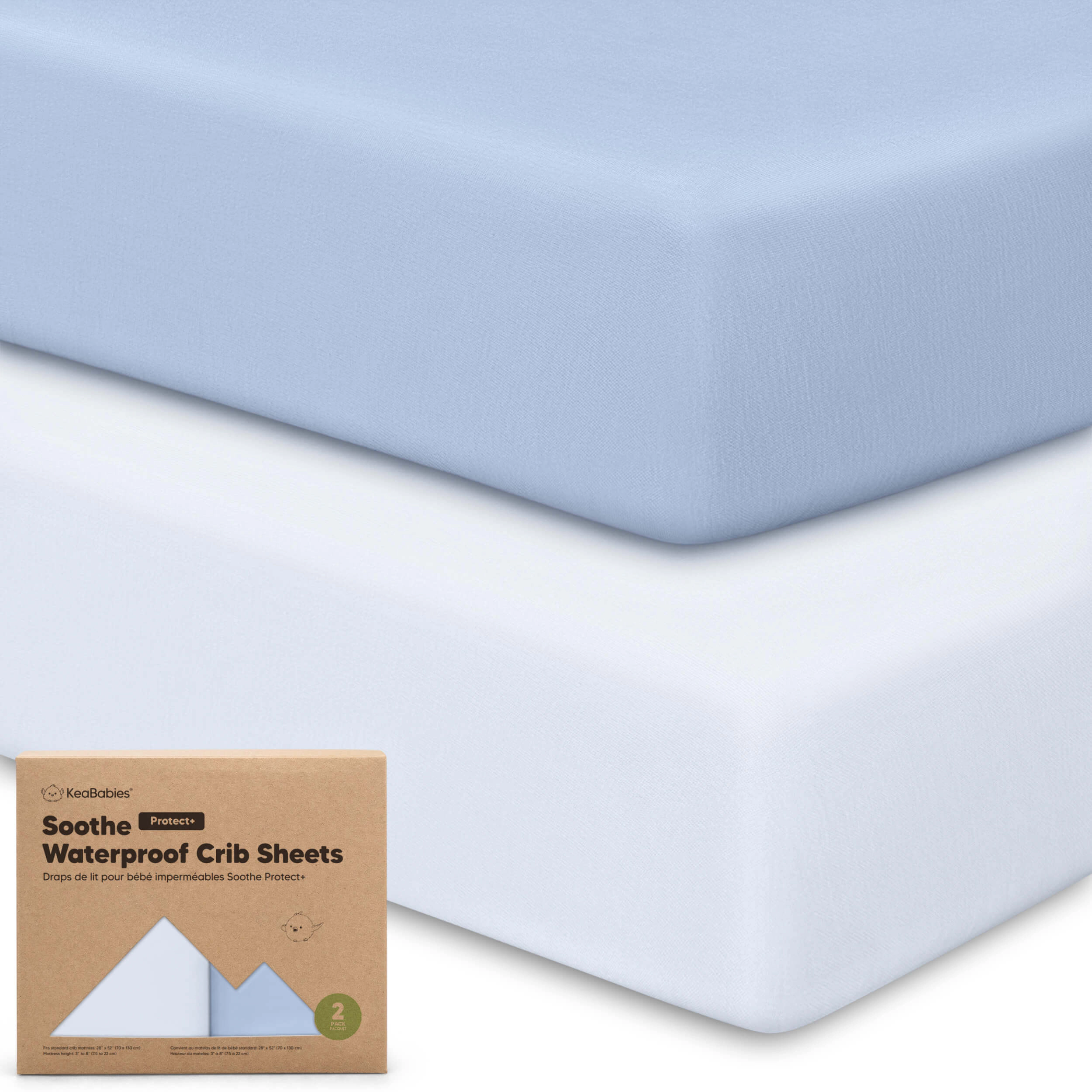 KeaBabies 2-Pack Soothe [Protect+] Waterproof Crib Sheets