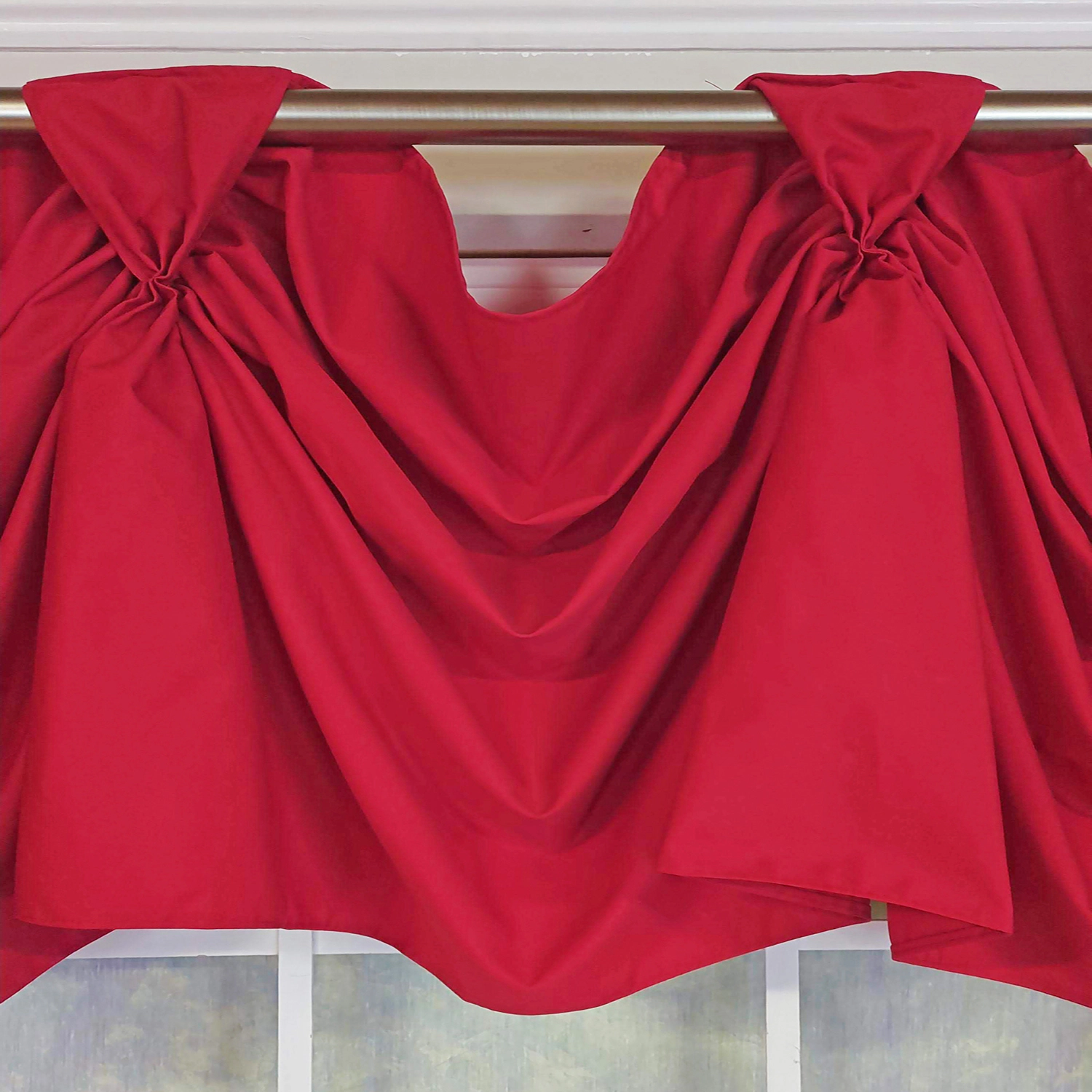 RLF Home Classic Twil 3-S Victory 100% Cotton Tab Top Swag Window Curtain 54" x 25" Red