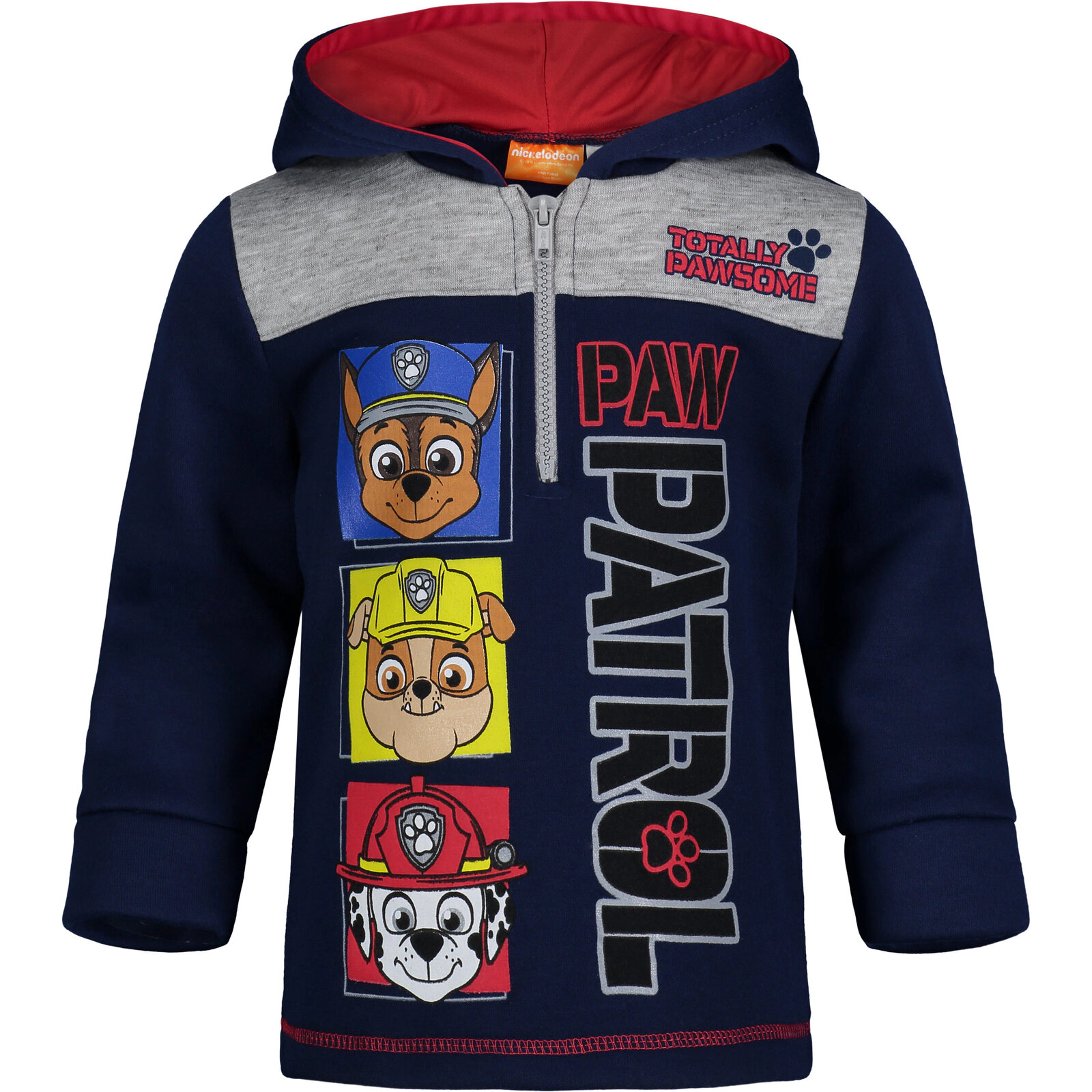 Nickelodeon Paw Patrol Boys' Fleece Quarter-Zip Hooded Sweatshirt