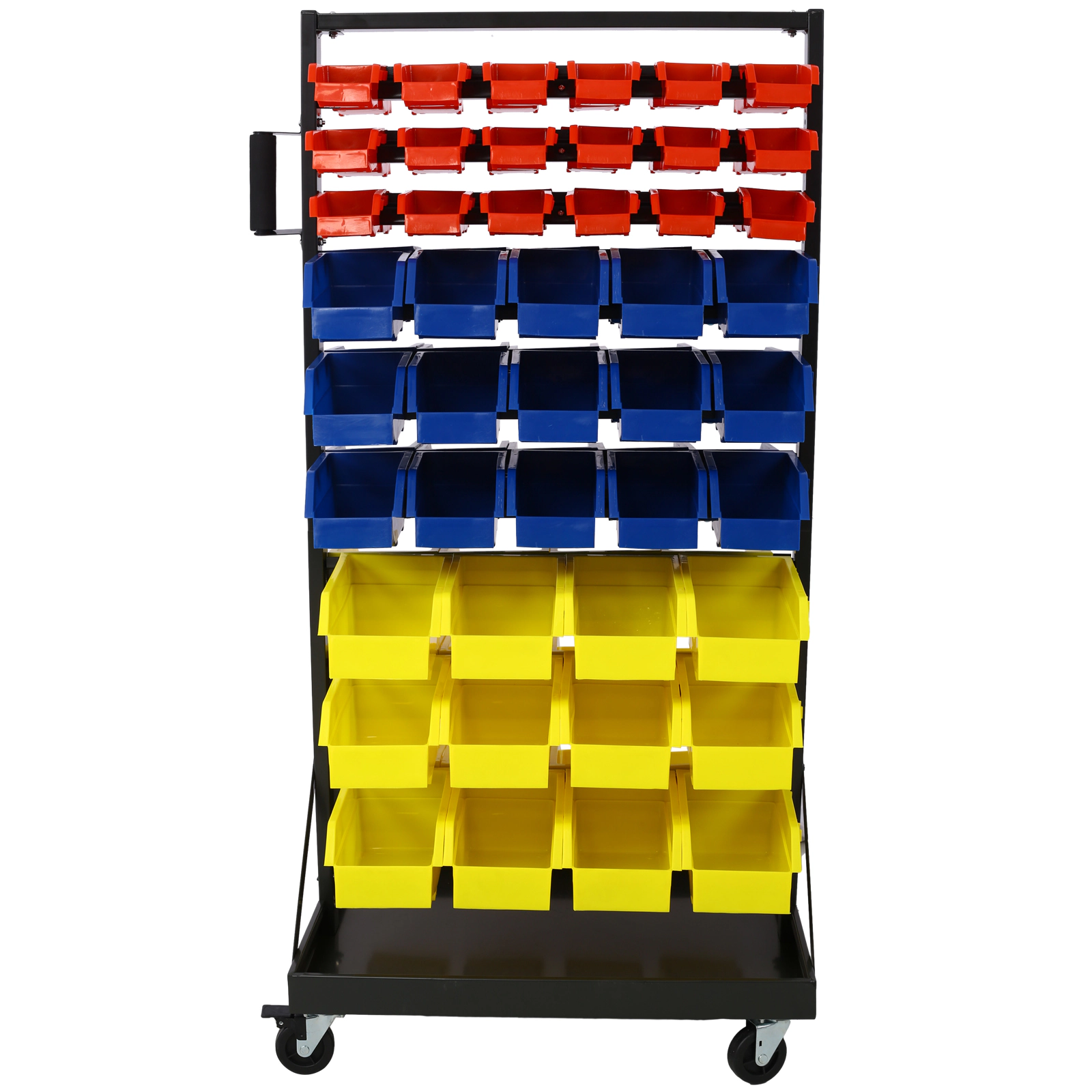 Flynama 90 Parts Bin Shelving Storage Organizer with Locking Wheels for Shop Garage and Home