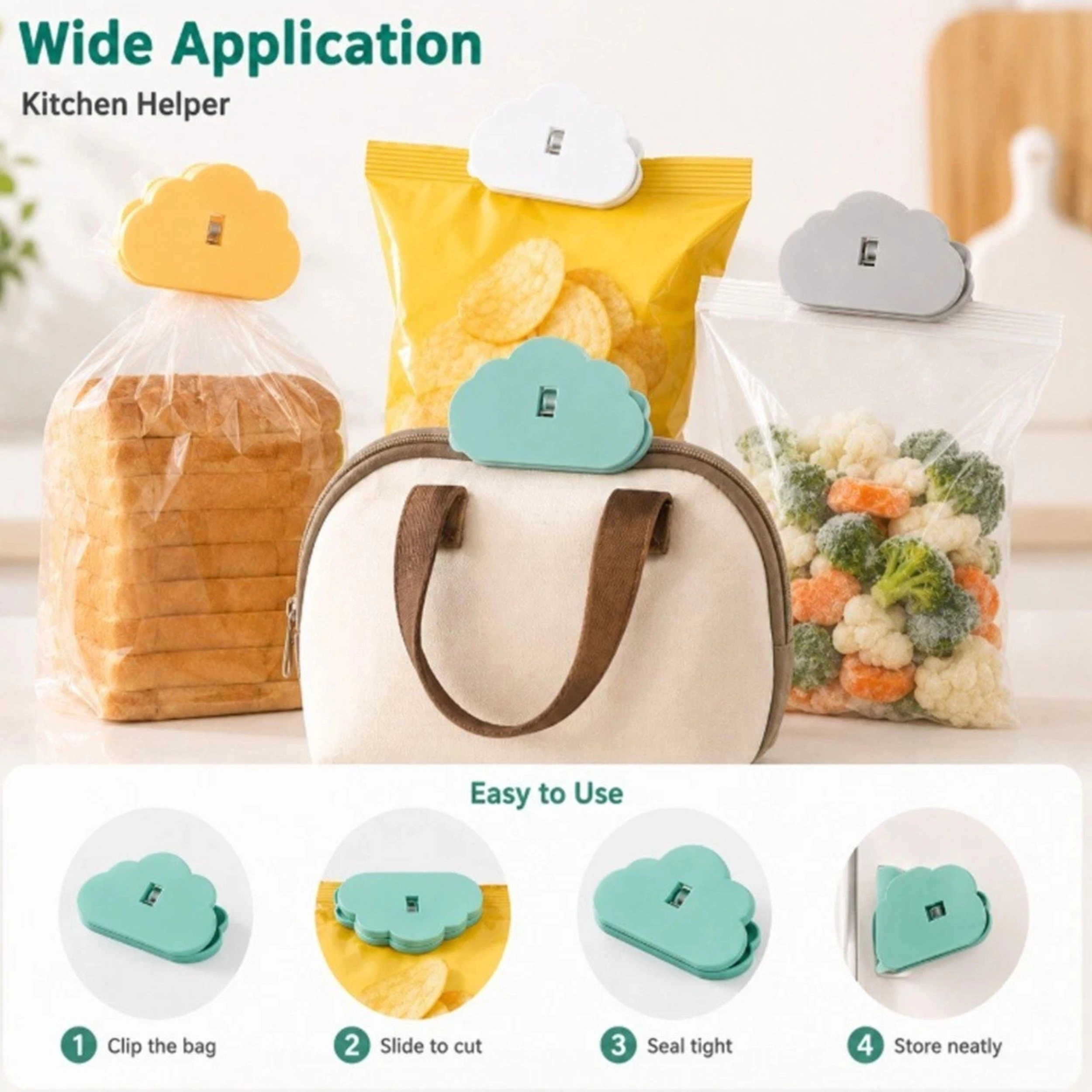 Home Collection Pack of 8 Airtight Chip Bag Clips Food Sealing Clips for Kitchen Storage