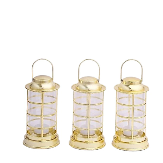 Home Collection Gold 7 Inch Mini LED Lantern Lamps Pack of 3