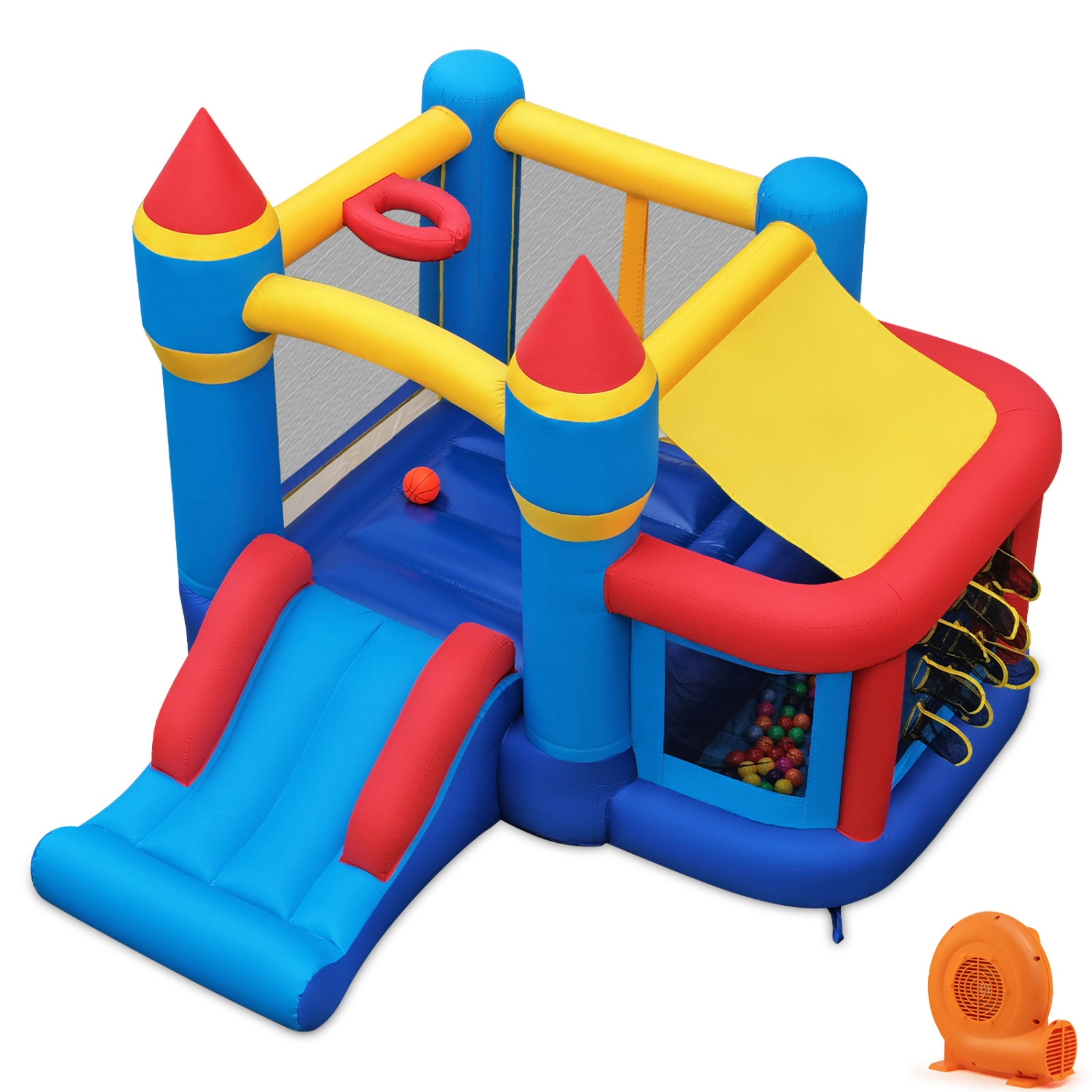 SUGIFT Slide Ball Pit Games and 550W Blower for Parties Kids Inflatable Bounce House