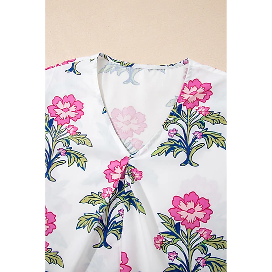 Threaded Pear Women's Mae Knot Bubble Sleeve Blouse