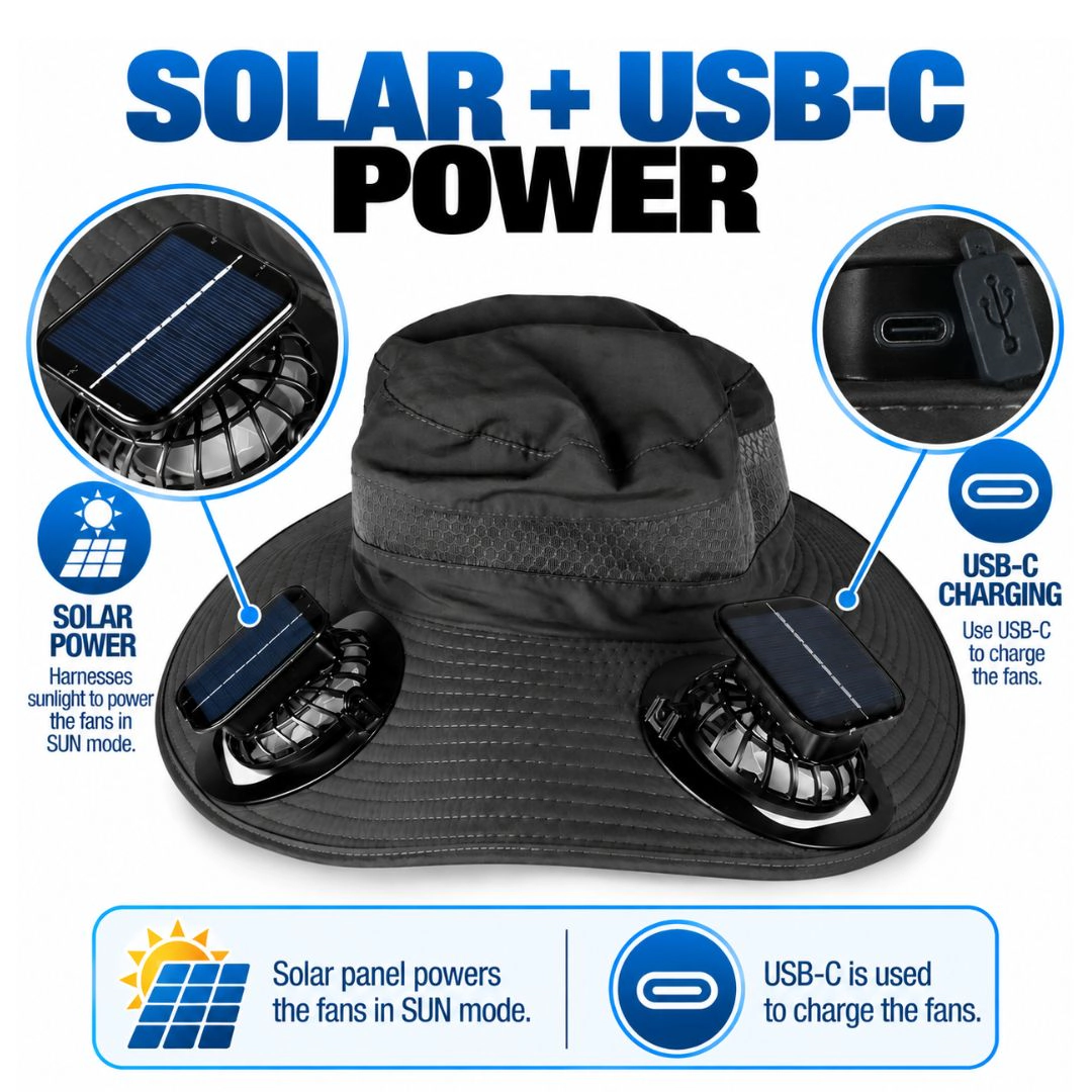 Wide Brim Sun Hat with Fans