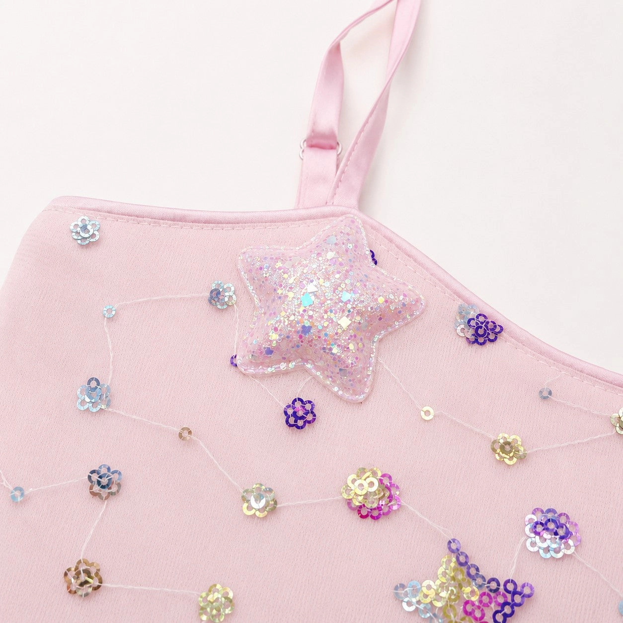 2Bunnies Girls 3T-8Y Sequin Star Applique Spaghetti Strap Tulle Party Dress