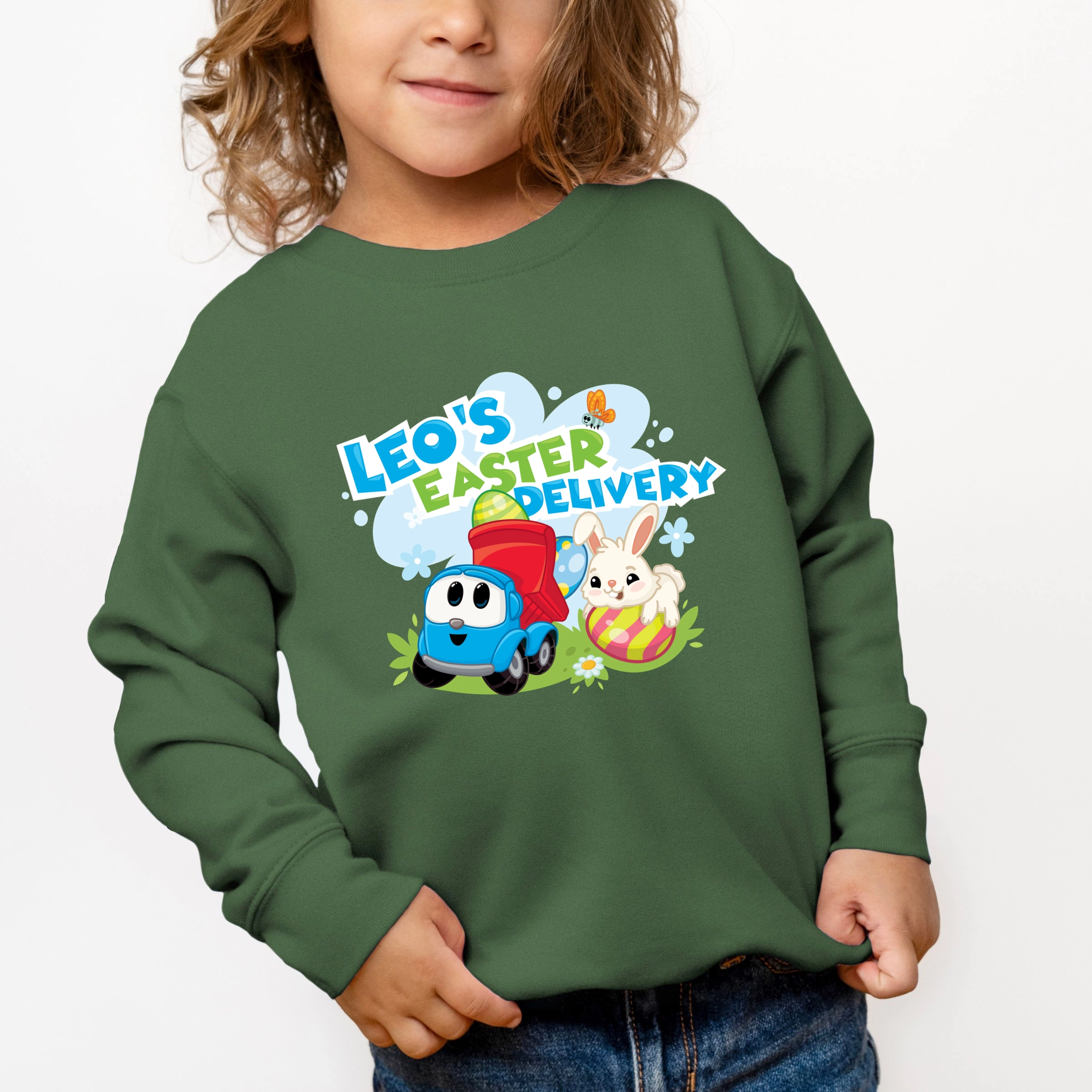the Juniper Shop - Toddler Graphic Sweatshirt Leo Truck Leo's Easter Delivery