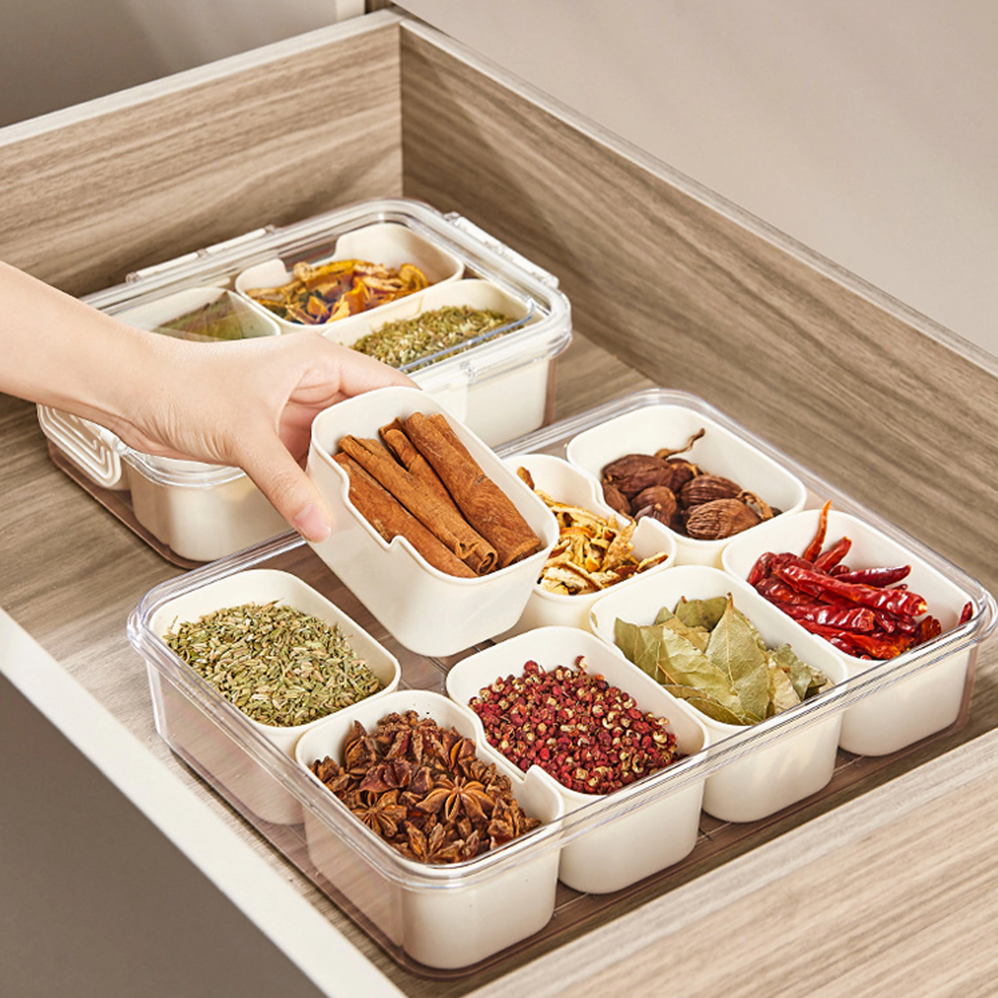 Cheer Collection Airtight Food Storage Container with 8 Removable Baskets and Foldable Handle
