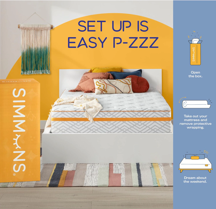 Simmons Amazon Premium Hybrid Memory Foam Mattress, 12-Inch, Queen Size, Individually Wrapped Coils