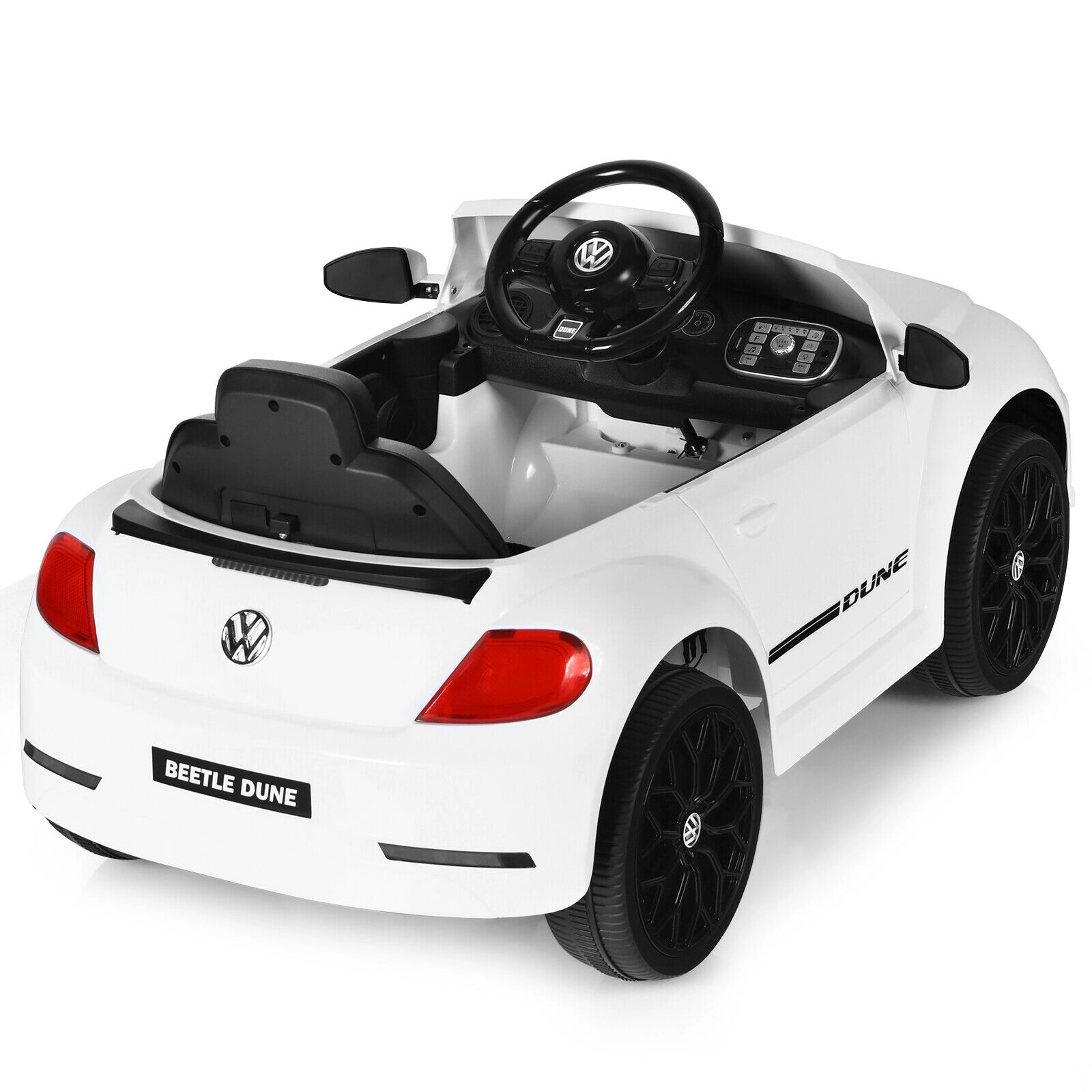 SUGIFT Volkswagen Beetle Kids Electric Ride On Car with Remote Control 66-lb Capacity Ages 36-96 Months White