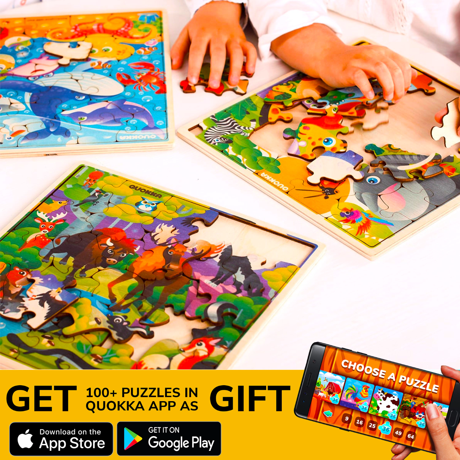 QUOKKA Wooden Jigsaw Puzzle for Kids Ages 3–8, 28-Piece Puzzle with Illustrated Theme Design
