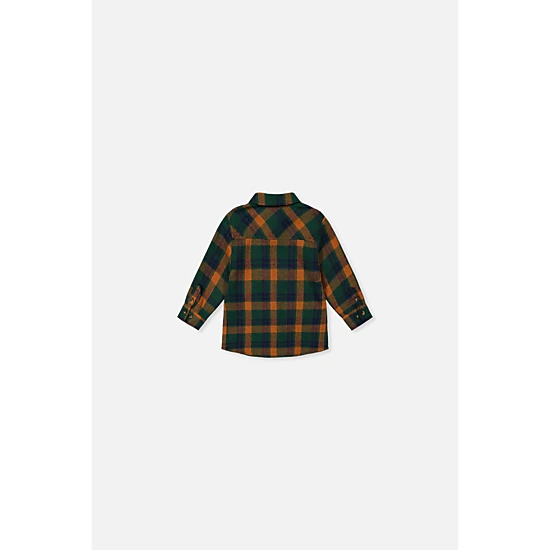 Deux par Deux Boys Collared Button Front Plaid Shirt