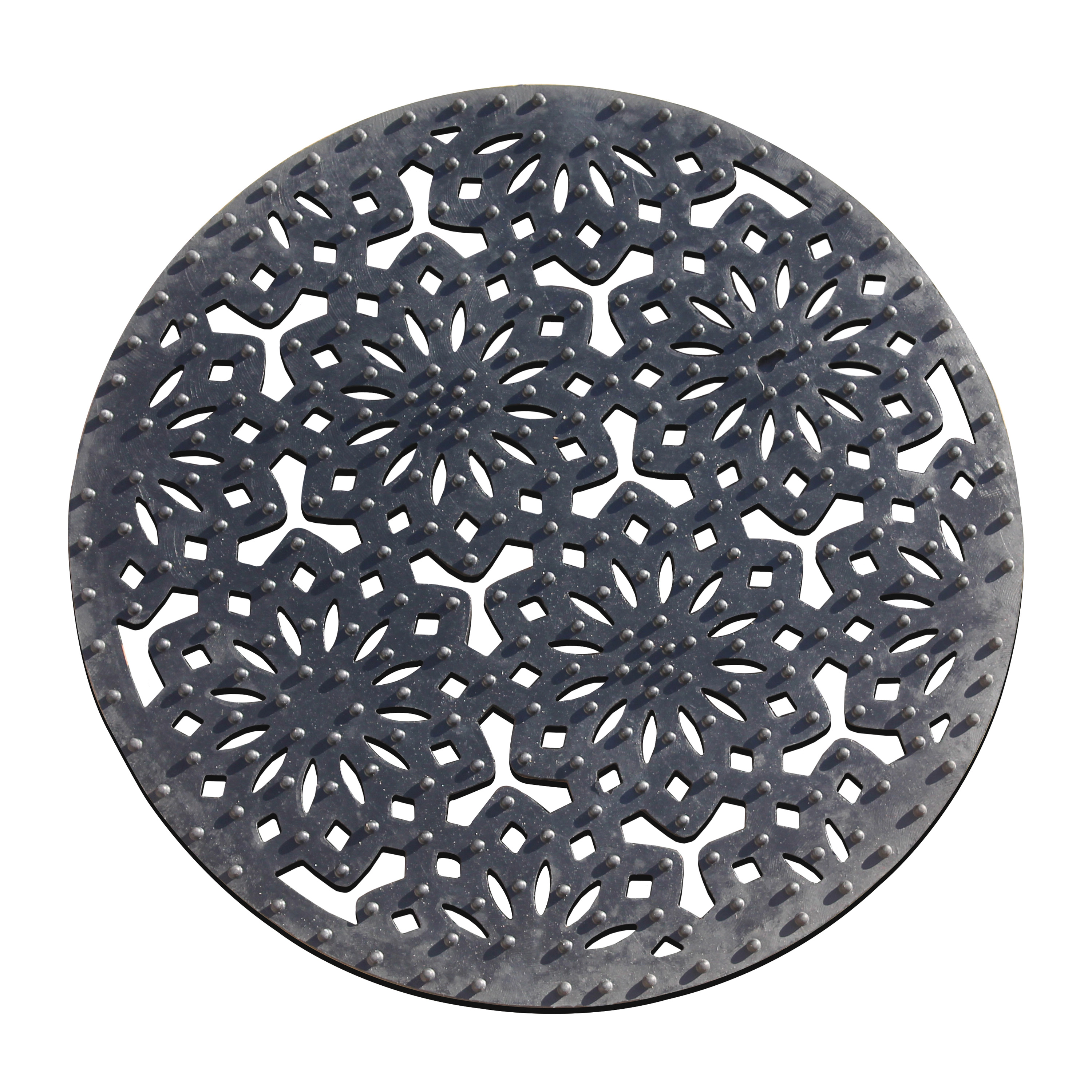 A1 Home Collections Heavy Duty Rubber Outdoor Garden Stepping Stone Mat Set of 3, Paisley Black, 14 x 14 Inches