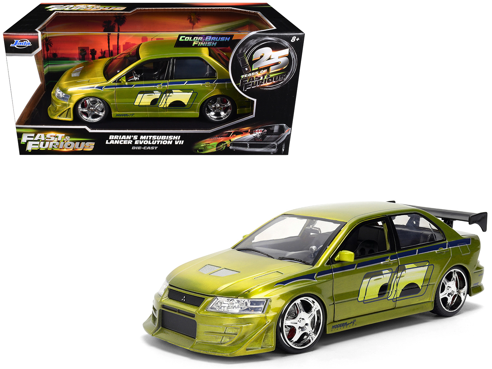 Jada Brian's Mitsubishi Lancer Evolution VII Green Color Brush Finish "2 Fast 2 Furious" (2003) Movie "25