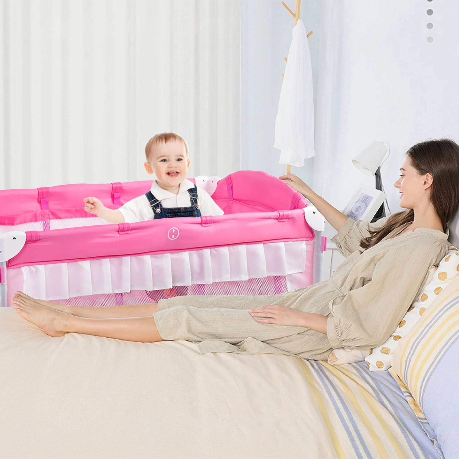 SUGIFT Portable Pack and Play Baby Playpen with Removable Bassinet Changing Table Mosquito Net and Carry Bag