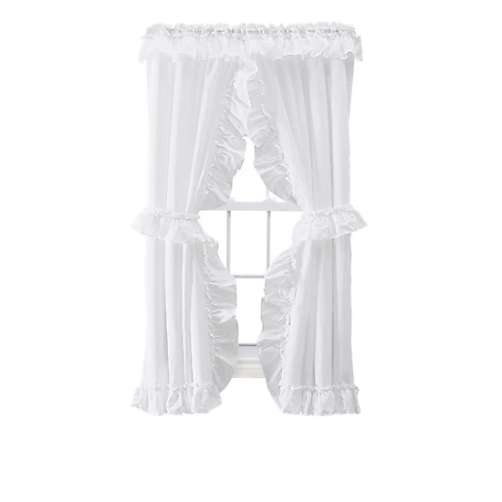 Ellis Curtain Springfield Stripe Tailored 3" Rod Pocket Curtain Panel Pair with Ties 82" x 84" Black