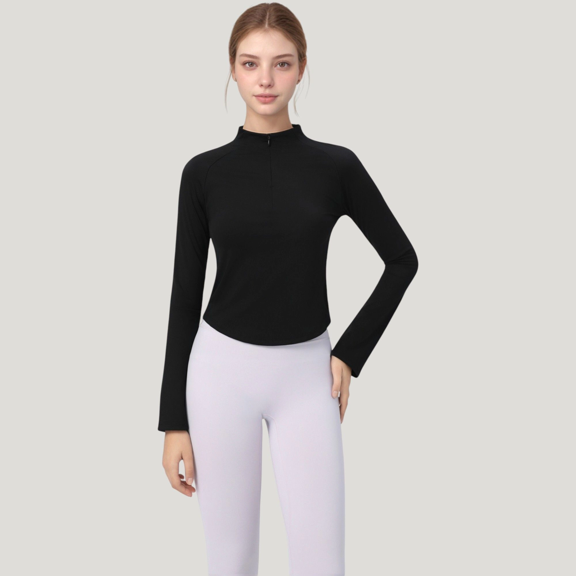 Anna-Kaci Women's Long Sleeve Active Top with Half-Zip Front and Slim Fit