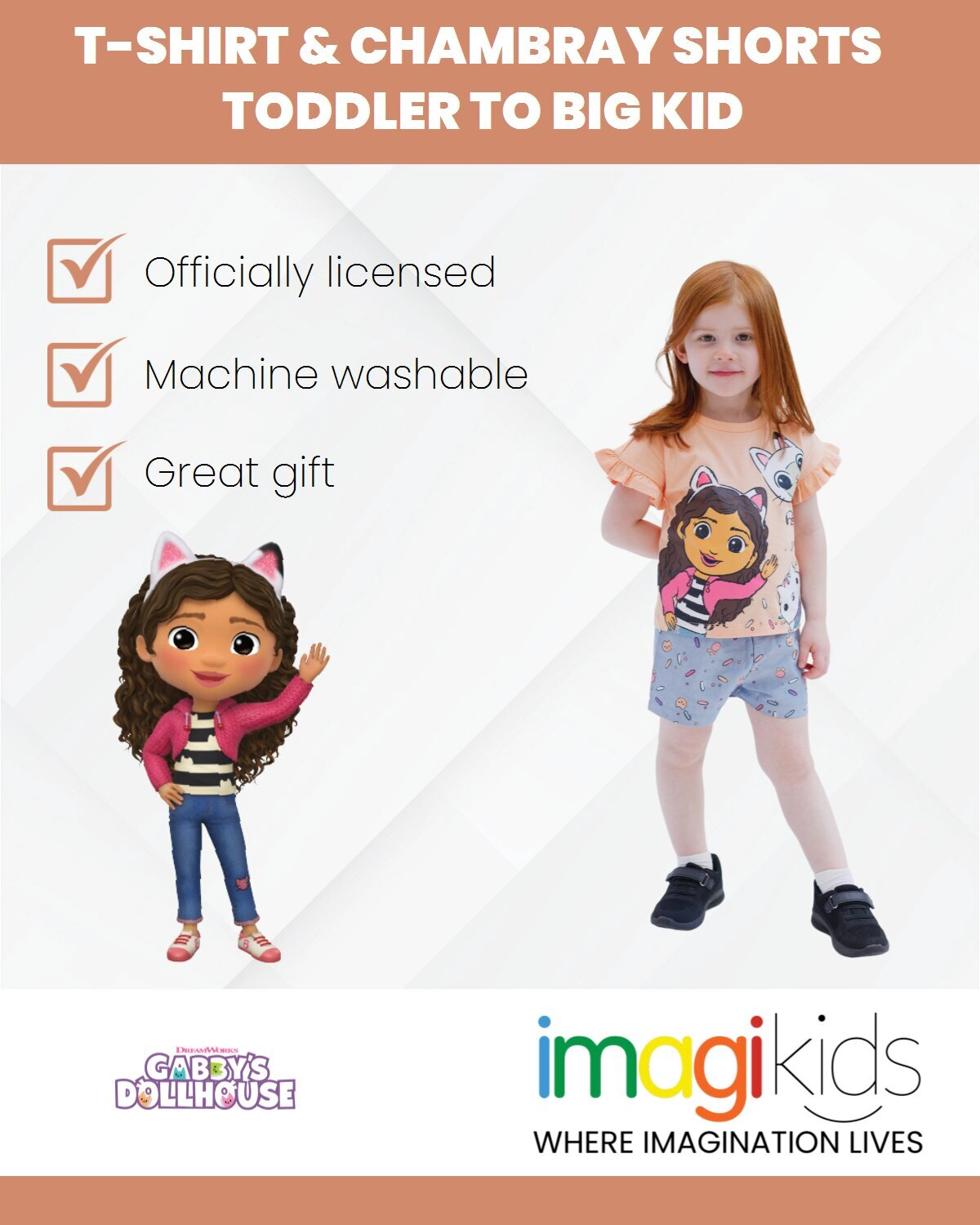 Dreamworks Gabby's Dollhouse Girls' 2-Piece T-Shirt and Shorts Set