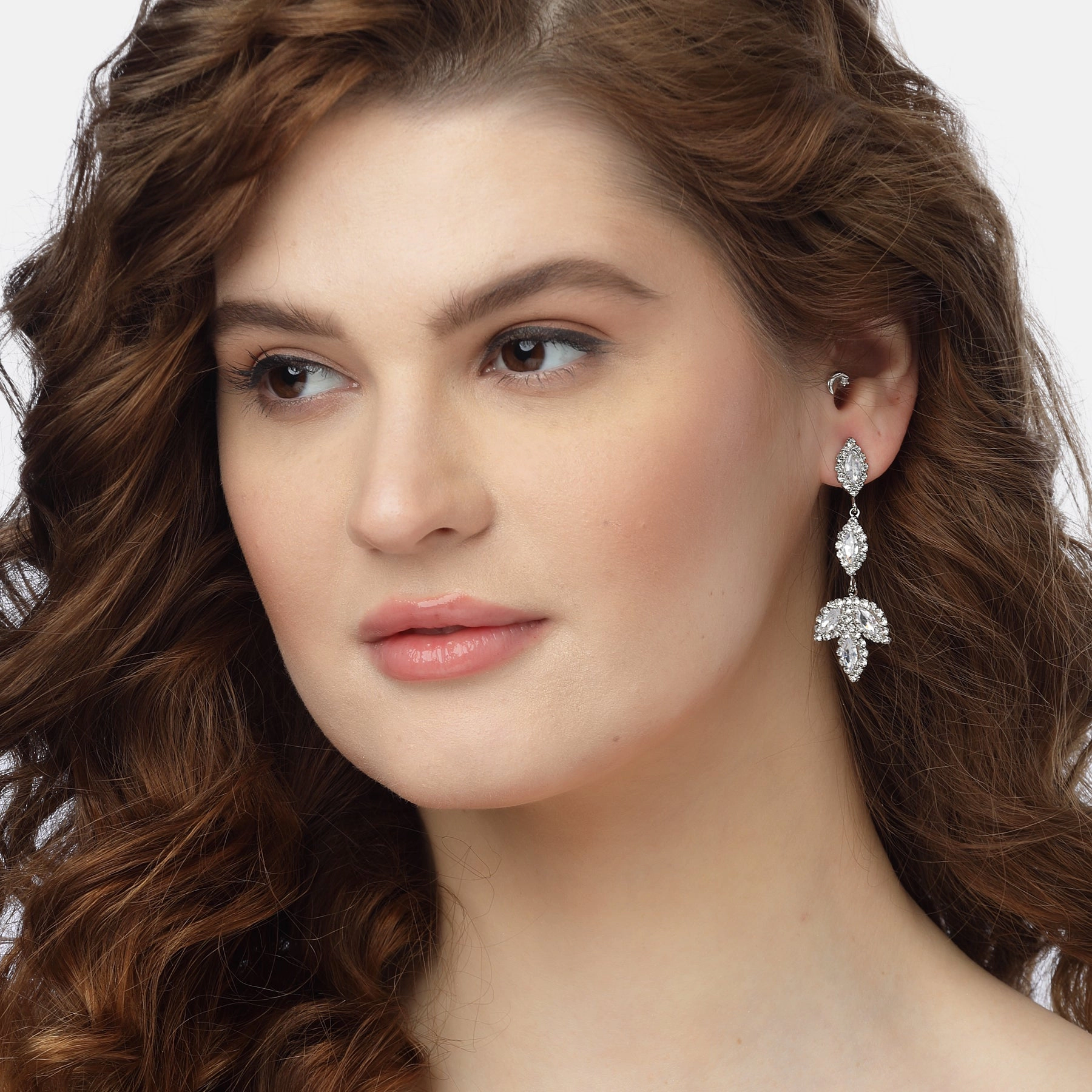 AGP PARIS Womens Sparkling Leafy Drop Earrings