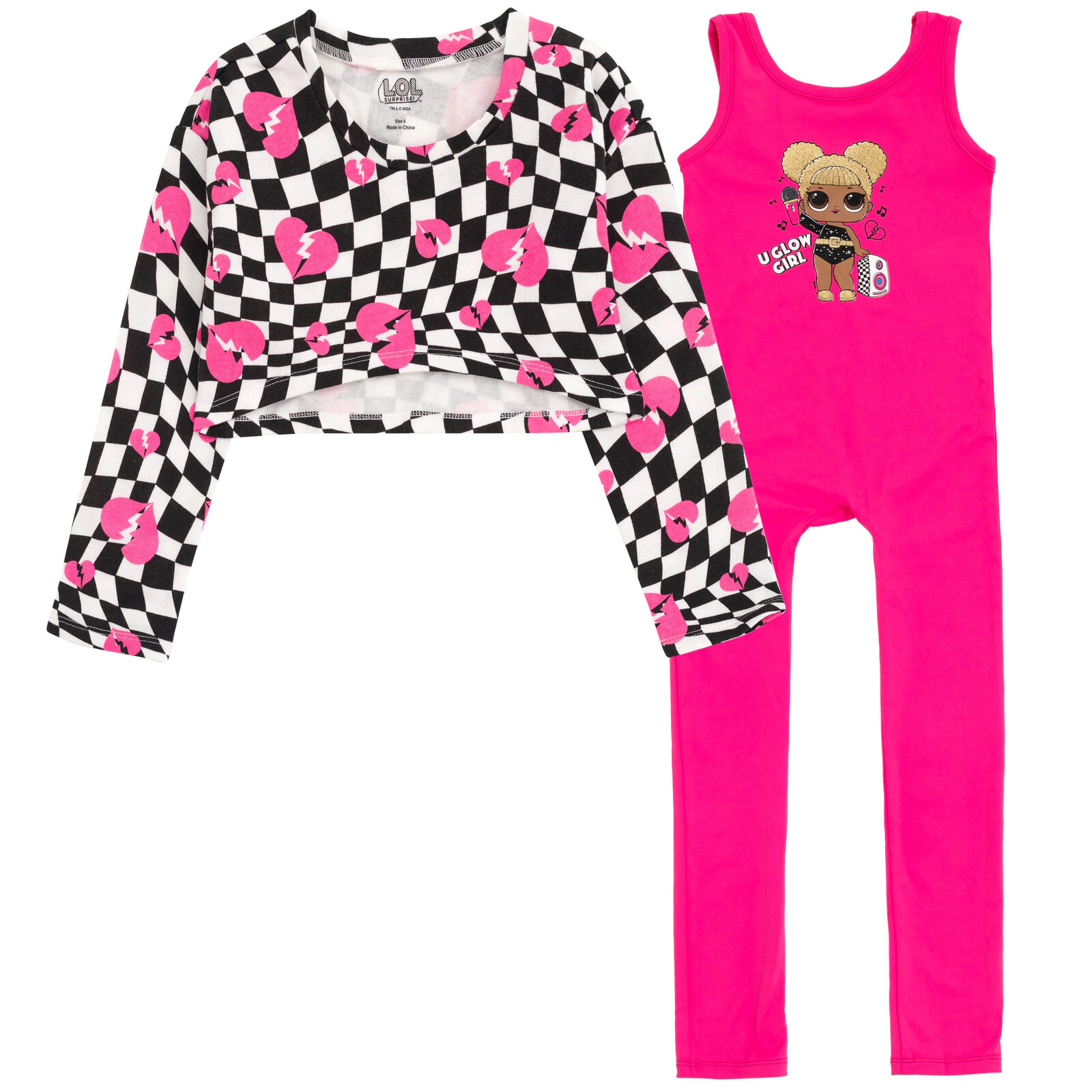 L.O.L. Surprise! Queen Bee Girls' Fleece Cropped Top and Jumpsuit Set