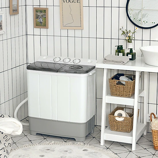 SUGIFT 2-in-1 Twin Tub Portable Washing Machine 22-lb Capacity with Timer Control Gray