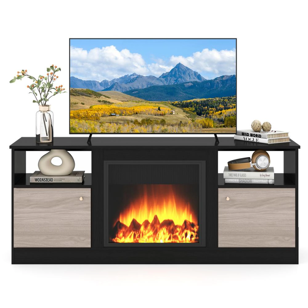Hivvago Entertainment Center With Adjustable Shelf & Open Compartment For 65” Tvs