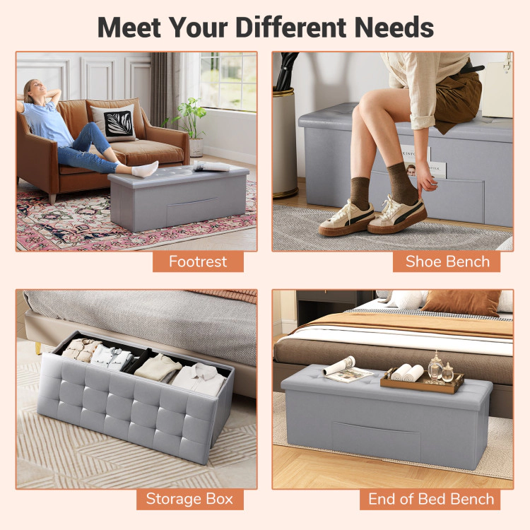 Hivvago Folding Storage Ottoman Bench with Footrest