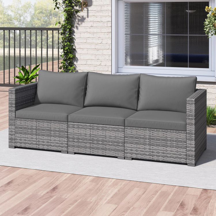 Hivvago 3 Pieces Patio Sectional Sofa Set Pe Rattan Modular Couch Furniture With Soft Cushions