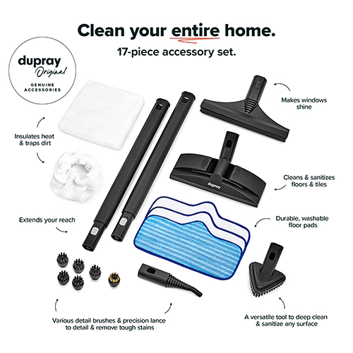 Dupray Neat Plus Steam Cleaner - Multipurpose Chemical-Free Steamer & Mop for Home & Car with 17 Accessories